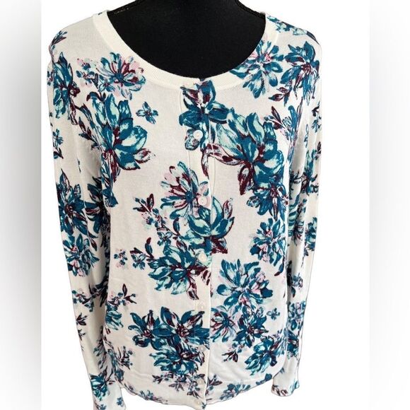 Time and Tru button front floral cardigan size M (8-10) - Picture 1 of 6